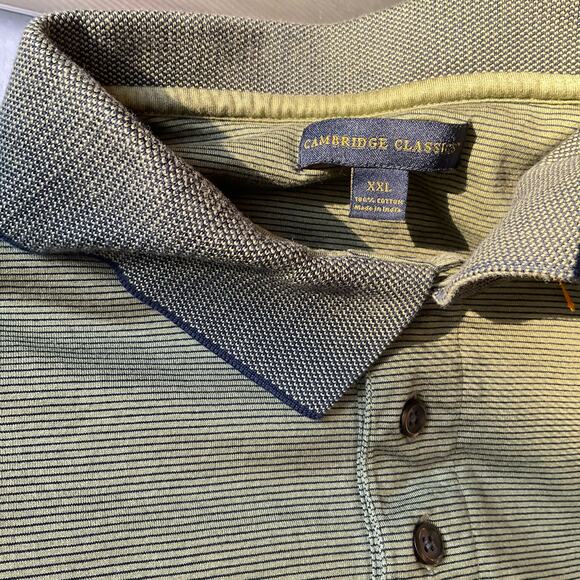 Cambridge Classics Men’s Short Sleeve Polo Shirt Size 2XL, Green Striped - Picture 5 of 7